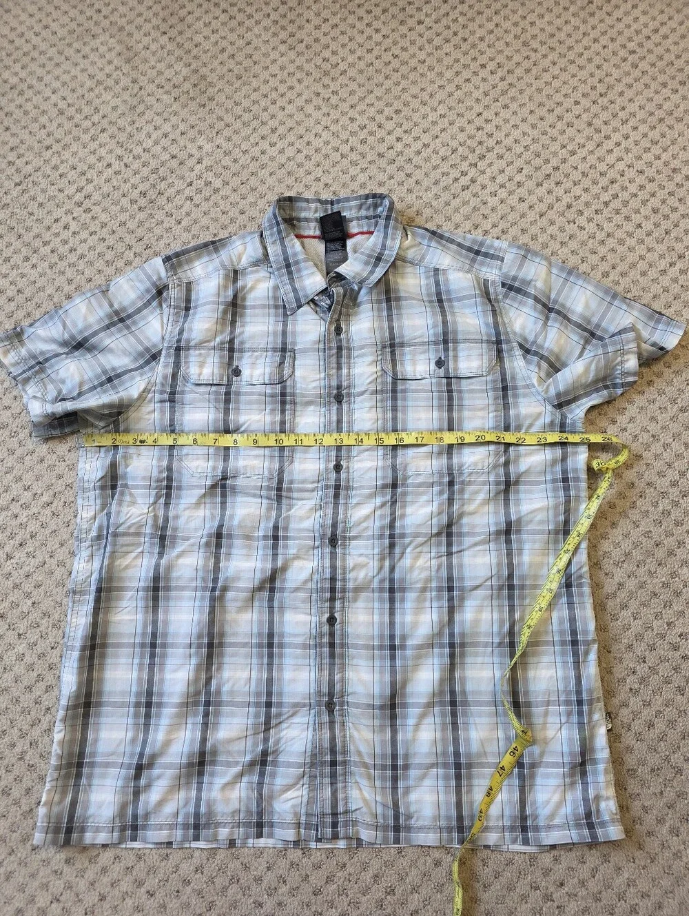 The North Face Men's Blue Plaid Short-Sleeve Button-Down Shirt